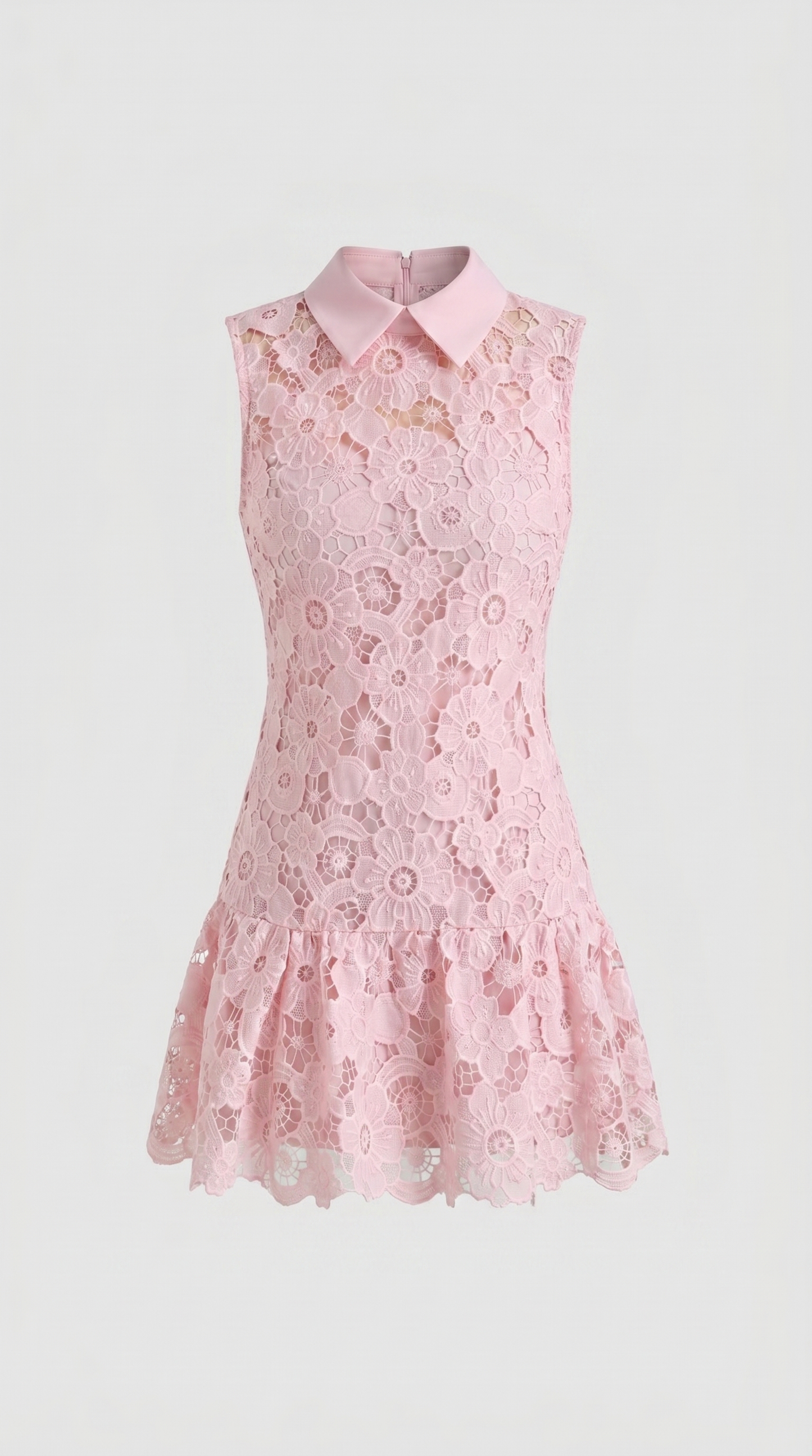 Mina Pink Floral Lace Drop-Waist Mini Dress