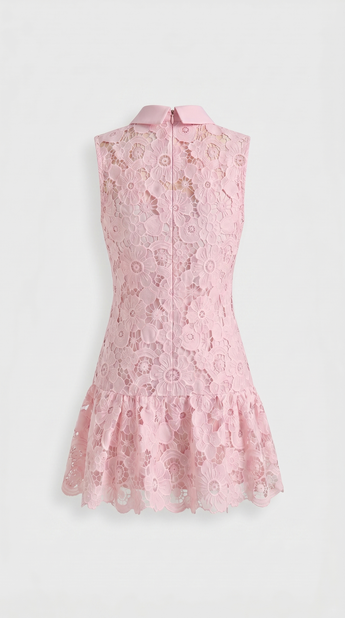 Mina Pink Floral Lace Drop-Waist Mini Dress