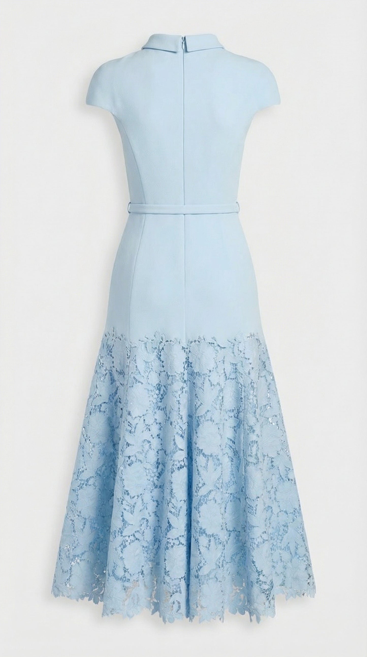 Mirana French Blue Lace-Trimmed Midi Dress