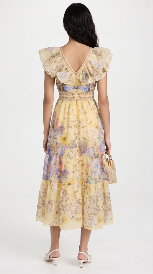 Ruffled Tiered Floral Midi Dress view 2