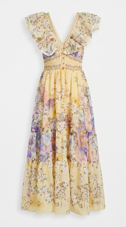 Ruffled Tiered Floral Midi Dress view 4