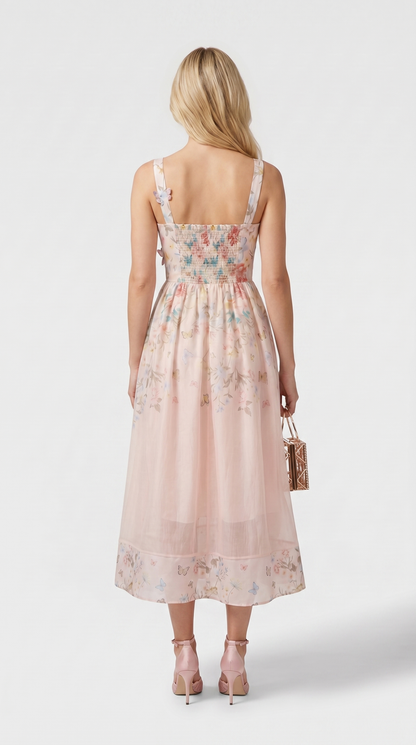 Aveline 3D Floral Bustier Organza Midi Dress view 2