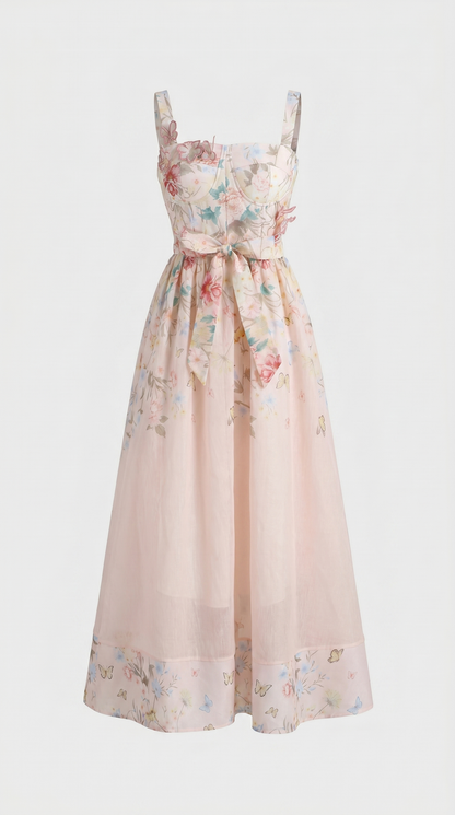 Aveline 3D Floral Bustier Organza Midi Dress view 4