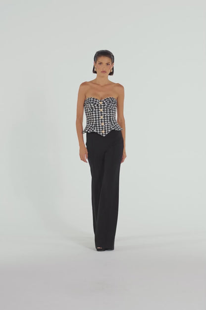 Black & White Sequin Bouclé Corset Top