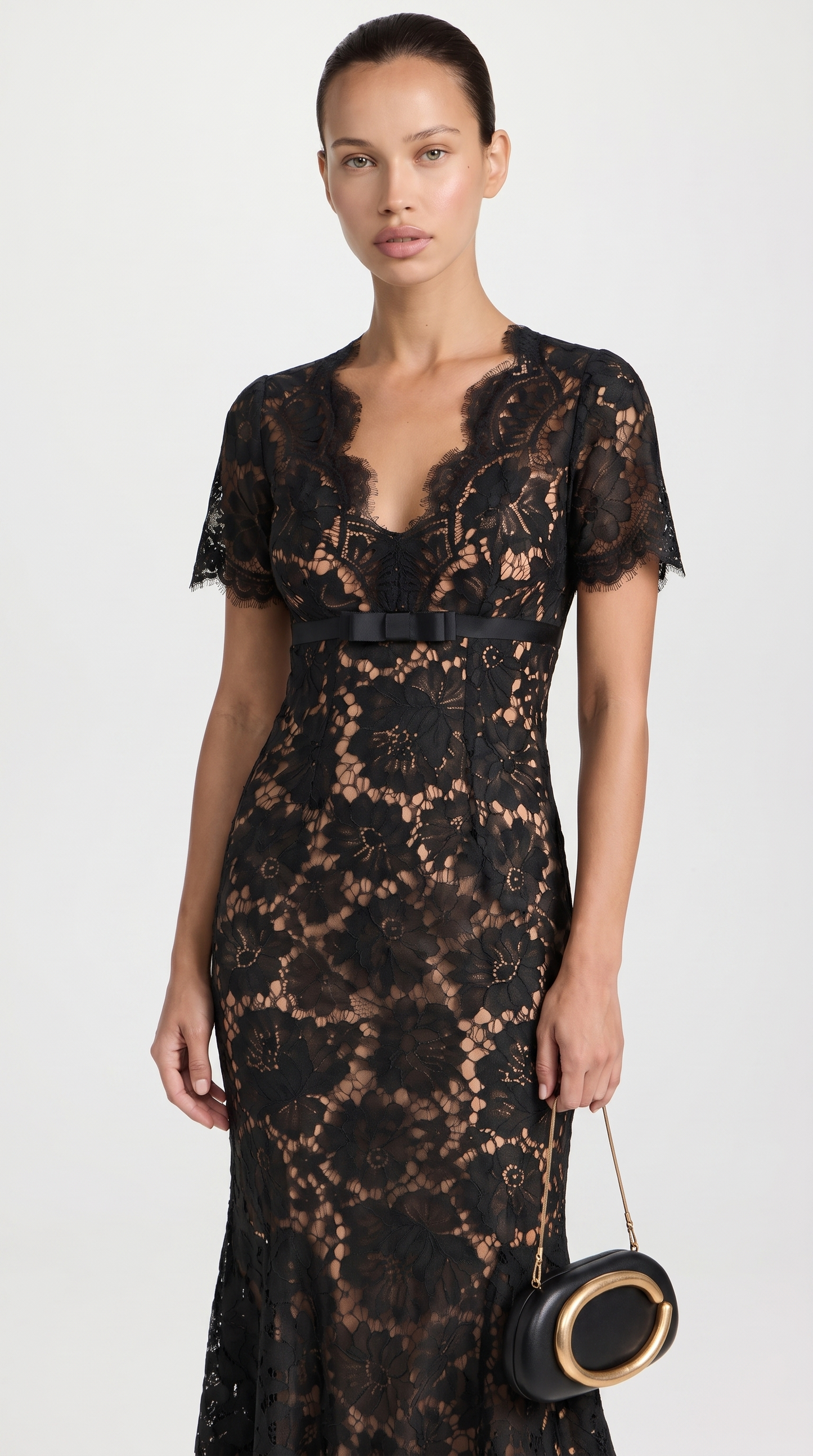 Ravena - Eyelash Lace Trumpet Midi Dress