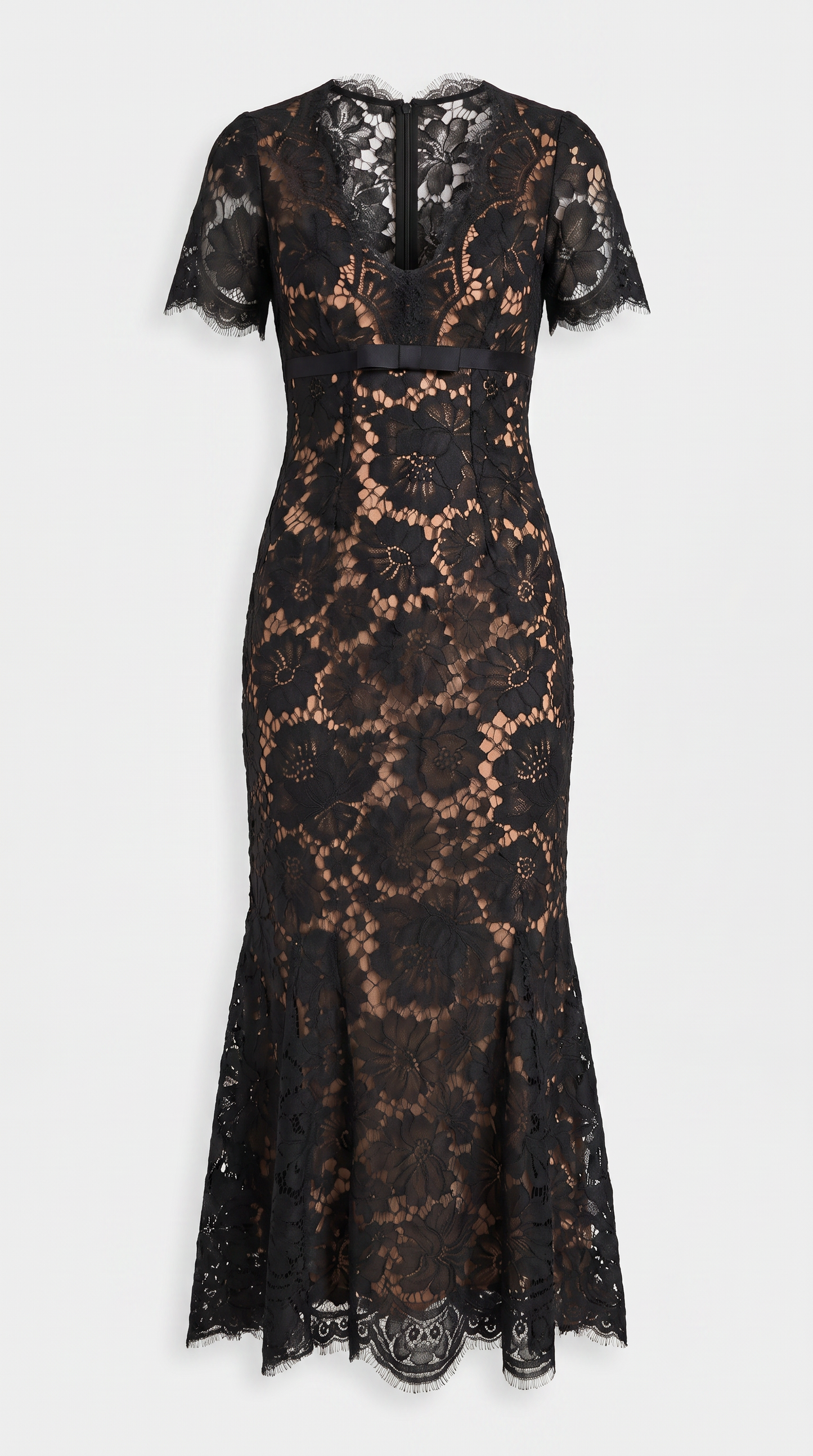 Ravena - Eyelash Lace Trumpet Midi Dress