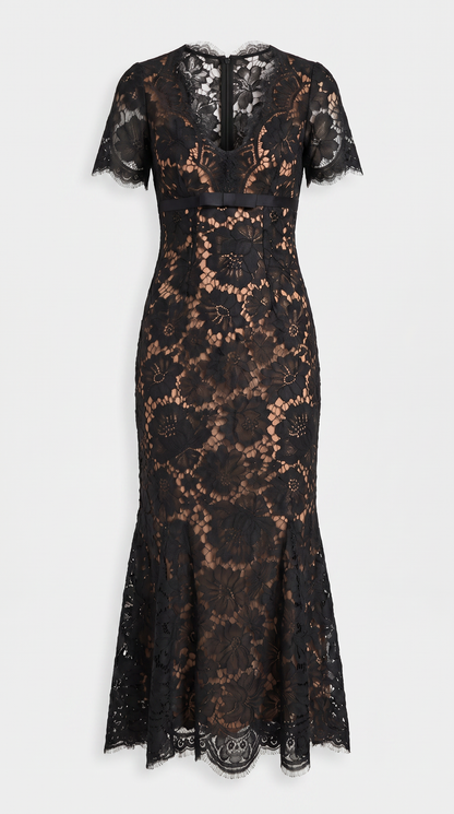 Ravena - Eyelash Lace Trumpet Midi Dress