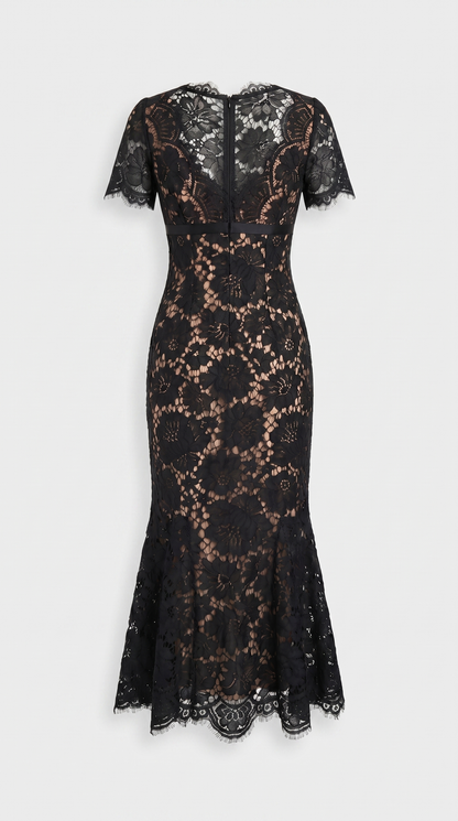 Ravena - Eyelash Lace Trumpet Midi Dress