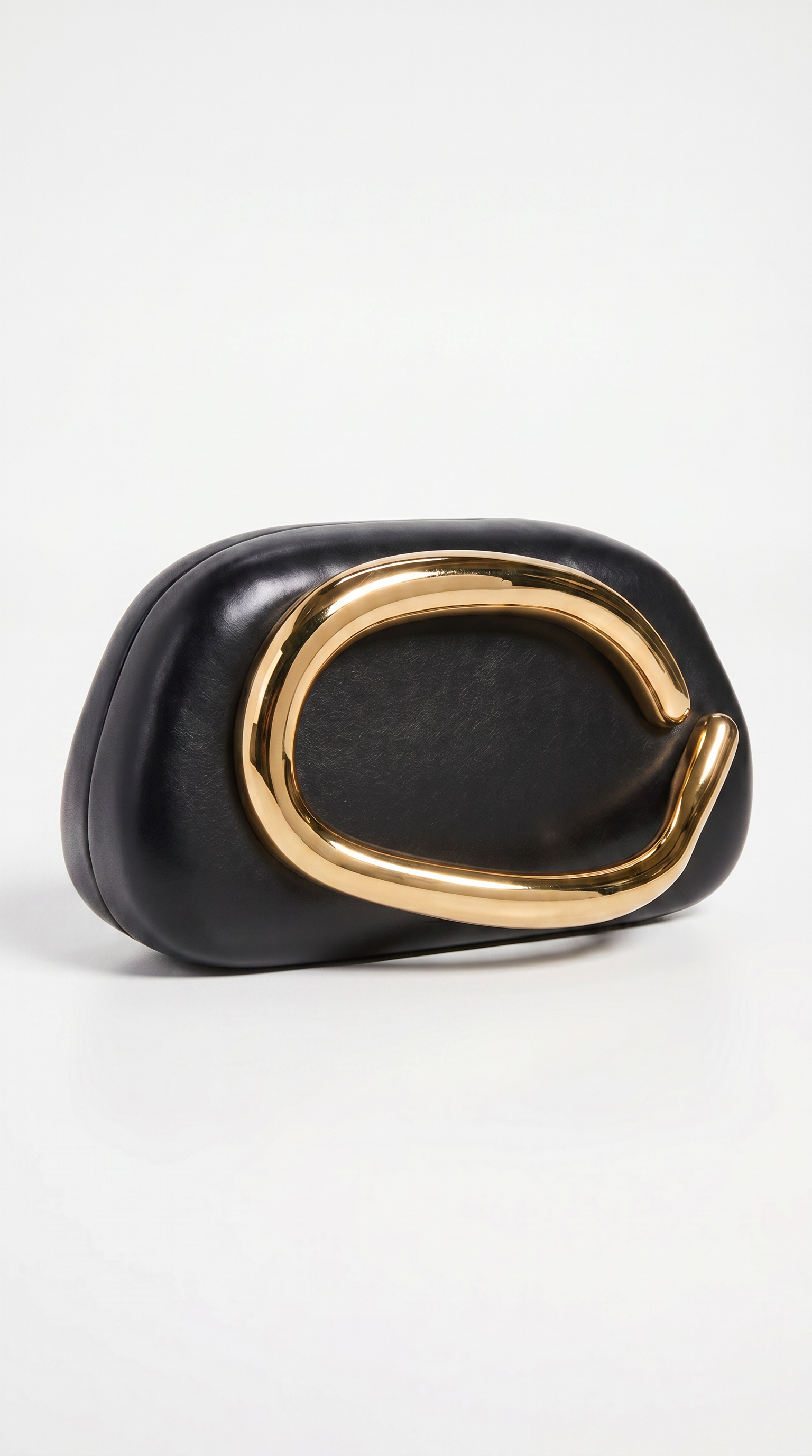 Sereia - Sculptural Metal-Handle Crescent Clutch Black