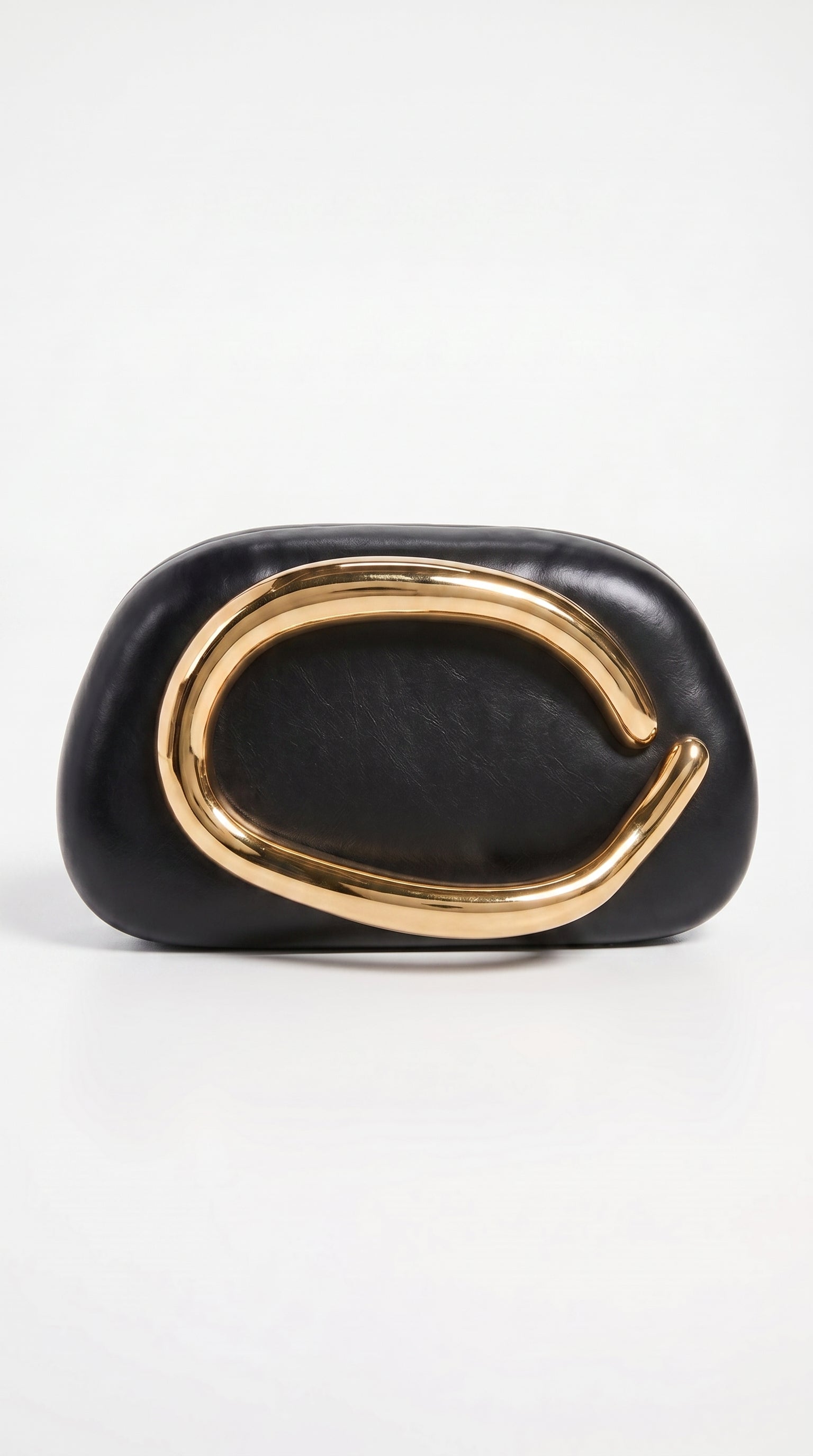 Sereia - Sculptural Metal-Handle Crescent Clutch Black