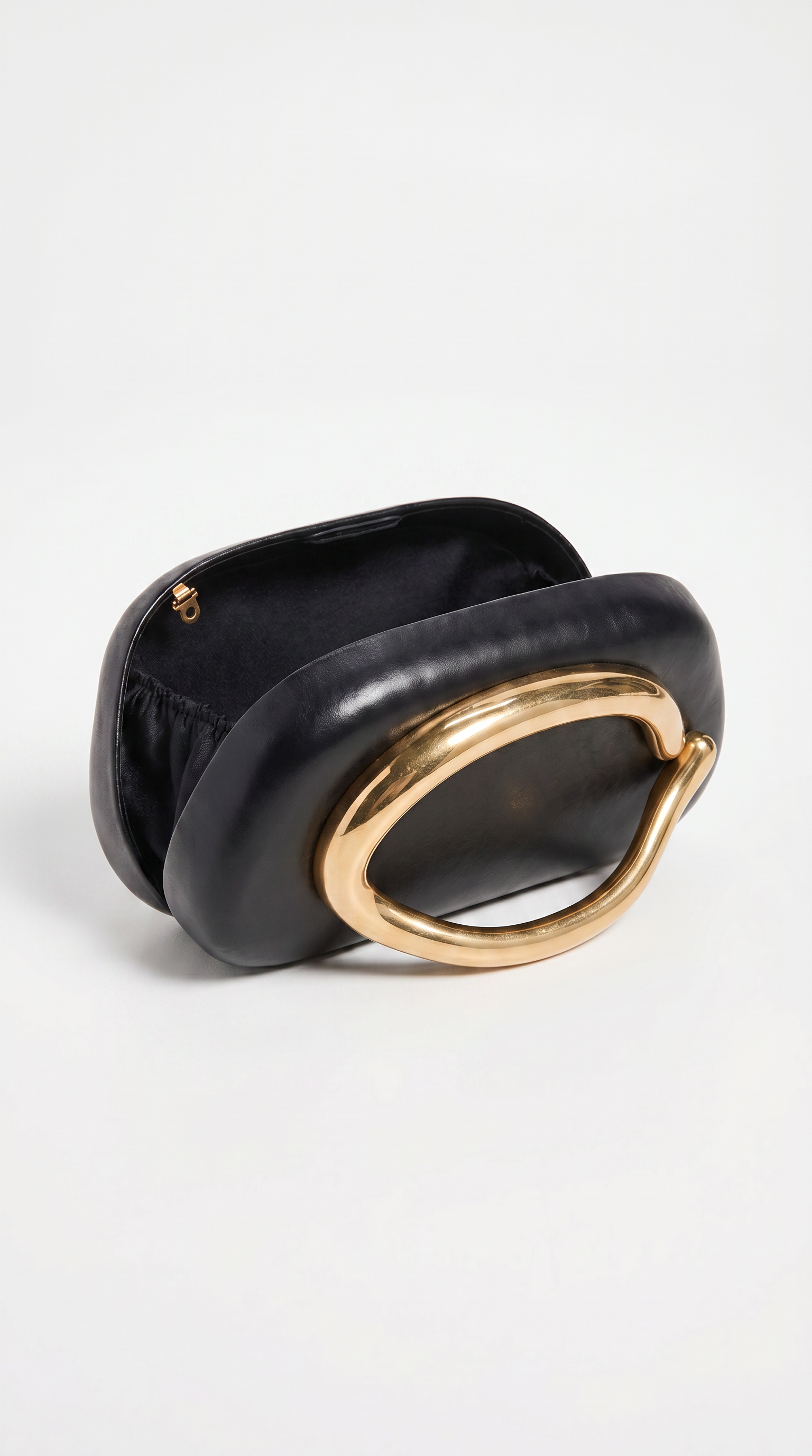 Sereia - Sculptural Metal-Handle Crescent Clutch Black