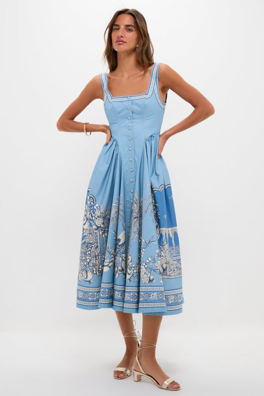 Azure Villa Romance Midi Dress