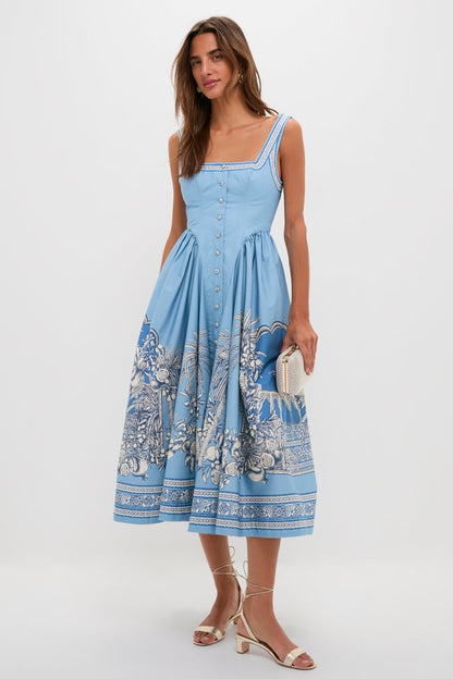 Azure Villa Romance Midi Dress