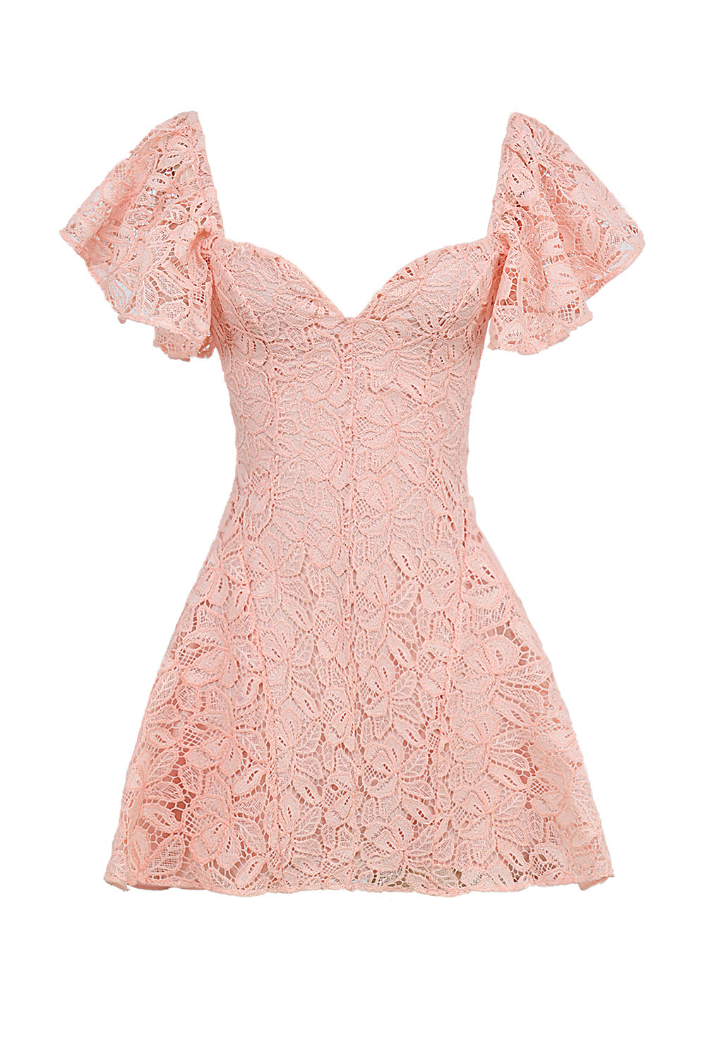 Perfectly Pink Floral Lace Mini Dress, view 4