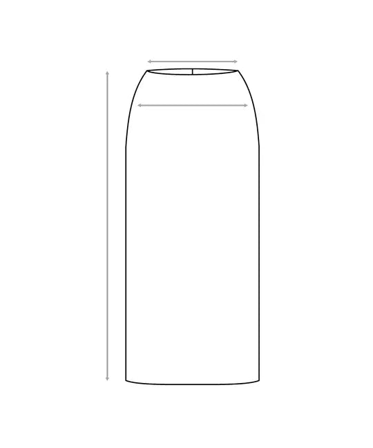 Long skirt garment diagram showing waist, hip and length measurement positions