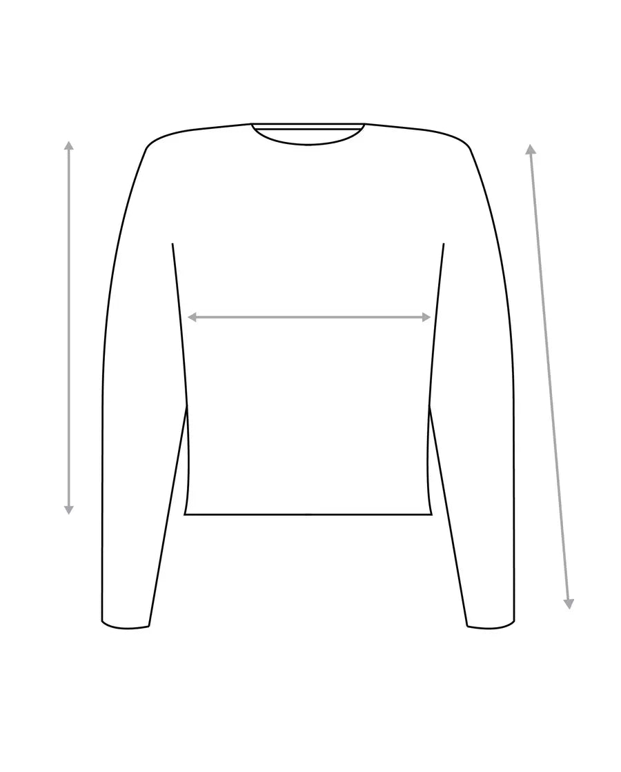 Long sleeve top garment measurement diagram