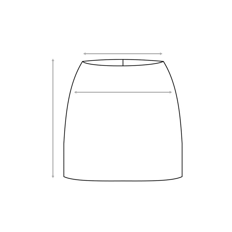 Skirt garment diagram showing waist, hip and length measurement positions