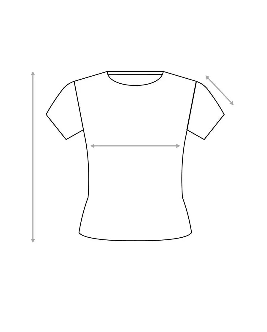 Top garment diagram showing bust width, body length and sleeve measurement positions